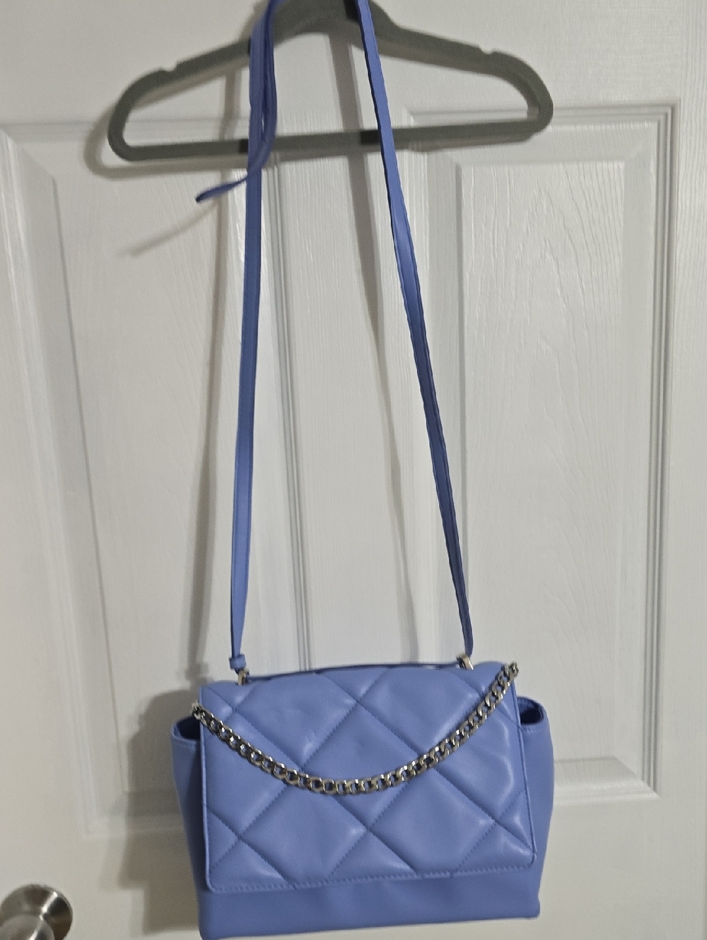 a new day Quilted Shoulder Bag in Periwinkle with Silver Chain